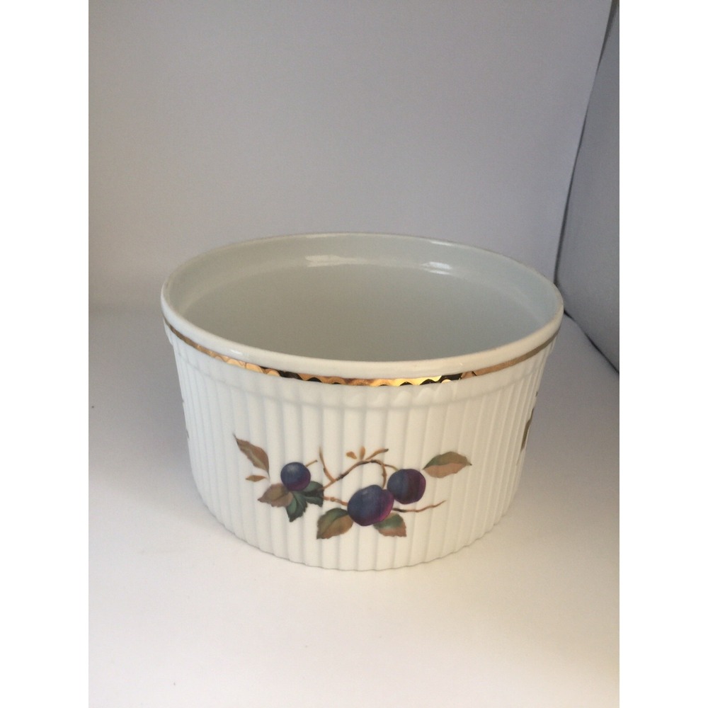 Royal Worcester Porcelain Fire Proof Souffle Bowl Evesham Gold England 7" Size 1